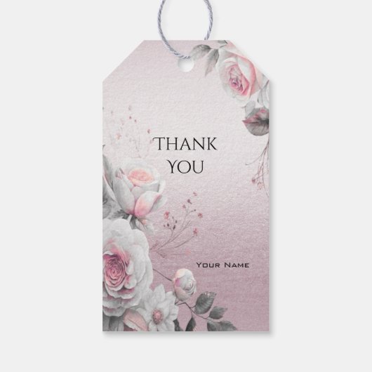 Roze Label met Floral Cadeaus Cadeaulabel (Achterkant)