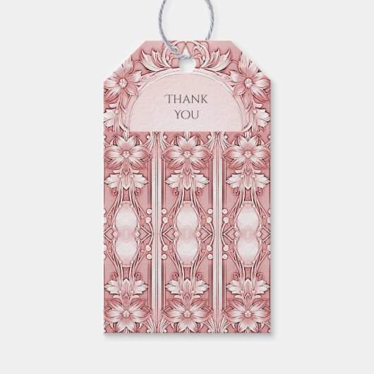 Roze Label met Floral Gift Cadeaulabel (Voorkant)