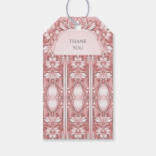 Roze Label met Floral Gift Cadeaulabel (Achterkant)