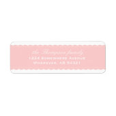 Roze label met opgerold lint-lace-logo (Voorkant)