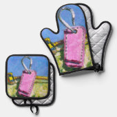 Roze Label Ovenwant & Pannenlap Set (Voorkant / Achterkant)