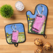 Roze Label Ovenwant & Pannenlap Set (Top down)