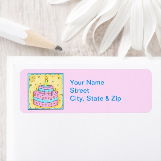 Roze label retournering van de Birthday Cake (Insitu)