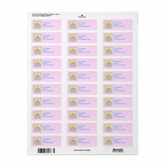 Roze label retournering van de Birthday Cake (Full Sheet)