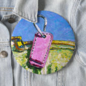 Roze Label Ronde Button 6,0 Cm (In situ)