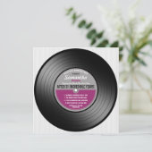Roze label Vinyl Record Retirement Party Kaart (Staand voorkant)