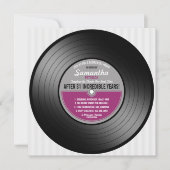 Roze label Vinyl Record Retirement Party Kaart (Voorkant)