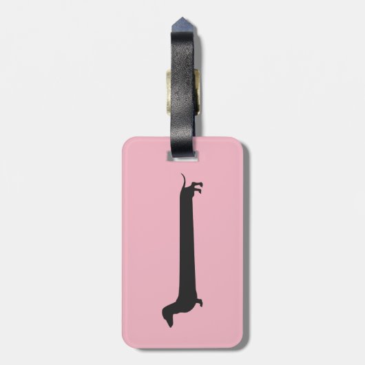 Roze label voor de bagage van het silhouet-schild bagagelabel (Achterkant verticaal)