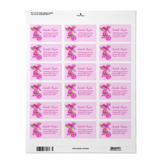 Roze label voor hibiscus flower trouwreactie op br (Full Sheet)