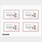 Roze label voor honing van wilde bloemen (datum wa (Vel)