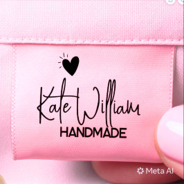 Roze label voor op maat gemaakte kleding voor hand grosgrain lint