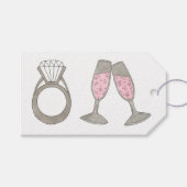 Roze Labels met champagne Diamond Ring Wedding Sho Cadeaulabel (Voorkant (Horizontaal))