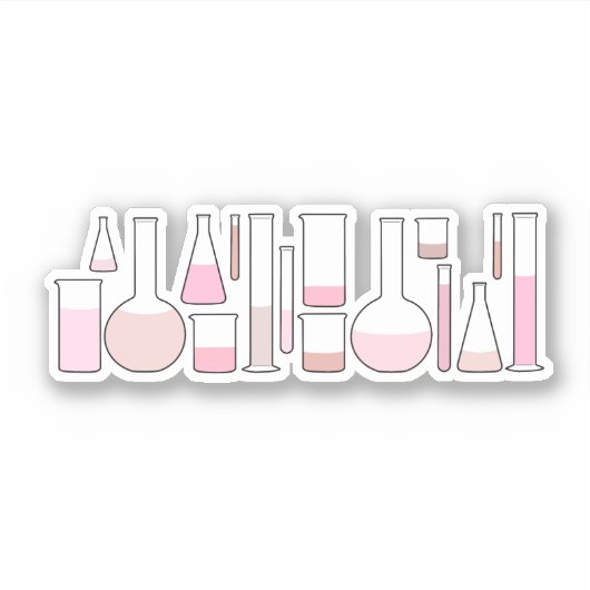 Roze laboratoriumglaswerk sticker (Voorkant)