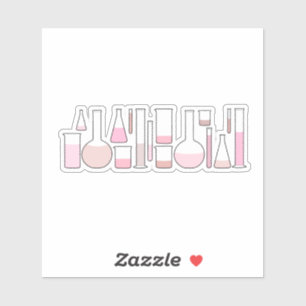 Roze laboratoriumglaswerk sticker