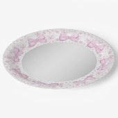 Roze Lace Bow Roze Grijs Baby shower Papieren Bordje (Gekanteld)