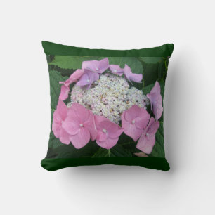 Roze Lace-Cap Hortensia Bloesems - Kussen