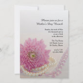 Roze Lace Pearls Moederdag Brunch Invitation Kaart (Voorkant)