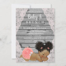  Roze Lace Rustic Baby Brunch Invite