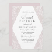  Roze  Lace Sweet 15 Uitnodiging (Voorkant / Achterkant)