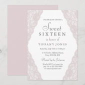  Roze  Lace Sweet 16 Uitnodiging (Voorkant / Achterkant)
