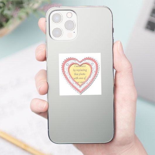 Roze Laced Heart Lijst Valentijnsdag Sticker (Telefoon)
