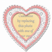 Roze Laced Heart Lijst Valentijnsdag Sticker (Voorkant)