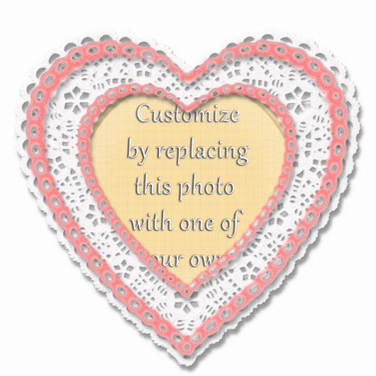 Roze Laced Heart Lijst Valentijnsdag Sticker (Voorkant)