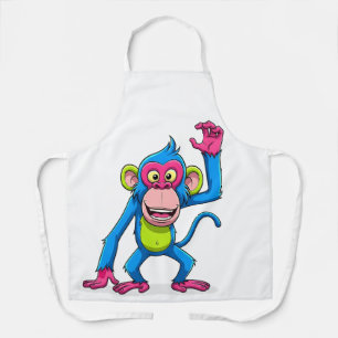Roze Lachende Apen Cartoon Mascotte Schort