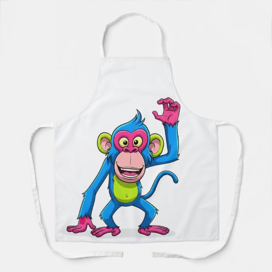 Roze Lachende Apen Cartoon Mascotte Schort (Voorkant)