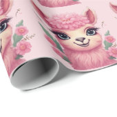 Roze lachende Baby Lama Cadeaupapier (Rol Hoek)