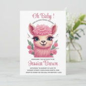 Roze lachende Baby Lama Kaart (Staand voorkant)