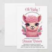 Roze lachende Baby Lama Kaart (Voorkant / Achterkant)