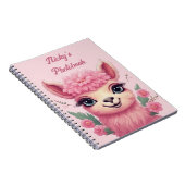 Roze lachende Baby Lama Notitieboek (Rechterzijde)