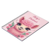 Roze lachende Baby Lama Notitieboek (Linkerzijde)