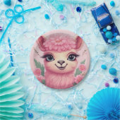 Roze lachende Baby Lama Papieren Bordje (Feest)