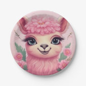 Roze lachende Baby Lama Papieren Bordje (Voorkant)