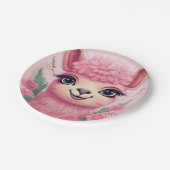 Roze lachende Baby Lama Papieren Bordje (Gekanteld)