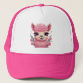 Roze lachende Baby Lama Trucker Pet (Voorkant)