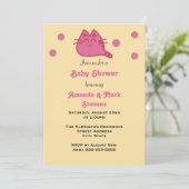 Roze Lachende Kitty Kat Baby Shower Kaart (Staand voorkant)