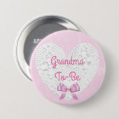 Roze Lacy Oma wordt Baby shower Button (Voorkant /achterkant)