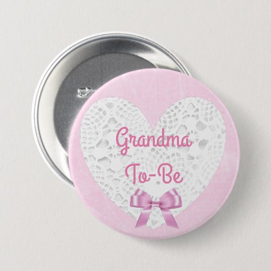 Roze Lacy Oma wordt Baby shower Button (Voorkant /achterkant)