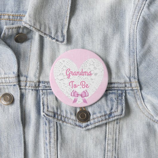 Roze Lacy Oma wordt Baby shower Button (In situ)
