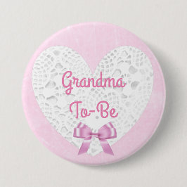 Roze Lacy Oma wordt Baby shower Button