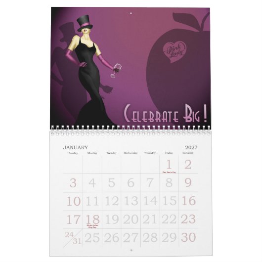 Roze Lady America's kalender voor 2011 (Jan 2027)