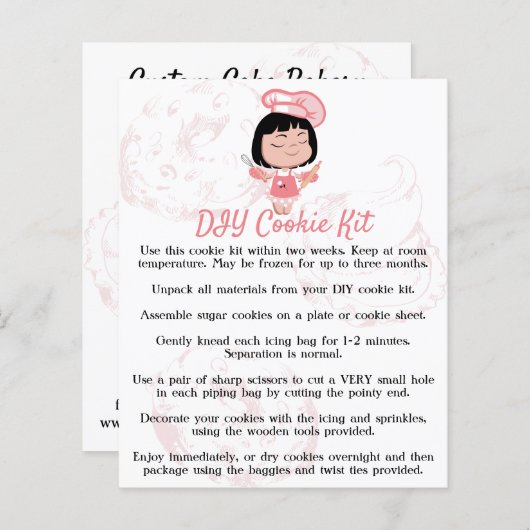 Roze Lady Bakery-koekjeskit (Voorkant / Achterkant)