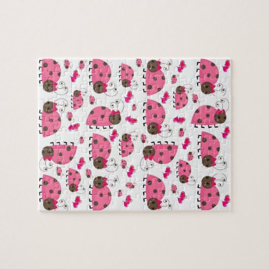 Roze Lady Bugs Jigzaag Puzzle Daisy Legpuzzel (Horizontaal)