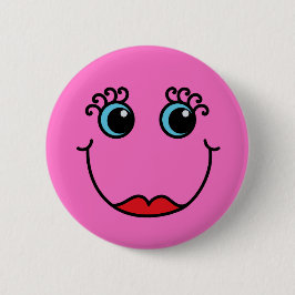 Roze Lady Face Ronde Button 5,7 Cm