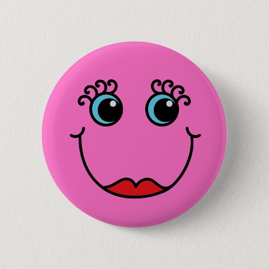 Roze Lady Face Ronde Button 5,7 Cm (Voorkant)