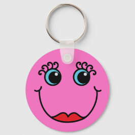 Roze Lady Face Sleutelhanger
