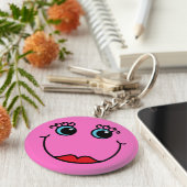 Roze Lady Face Sleutelhanger (Zijkant)